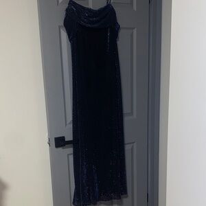 Black with purple and blue tinsel sparkle Holiday Party Dress Molly Malloy vtg